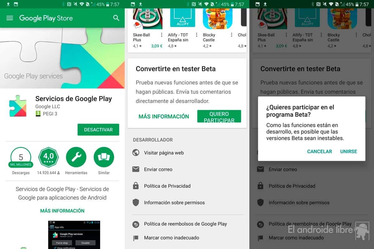 como actualizar los servicios de google play manualmente