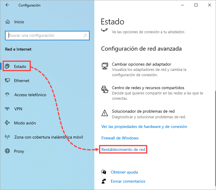 como restablecer la configuracion de red en windows