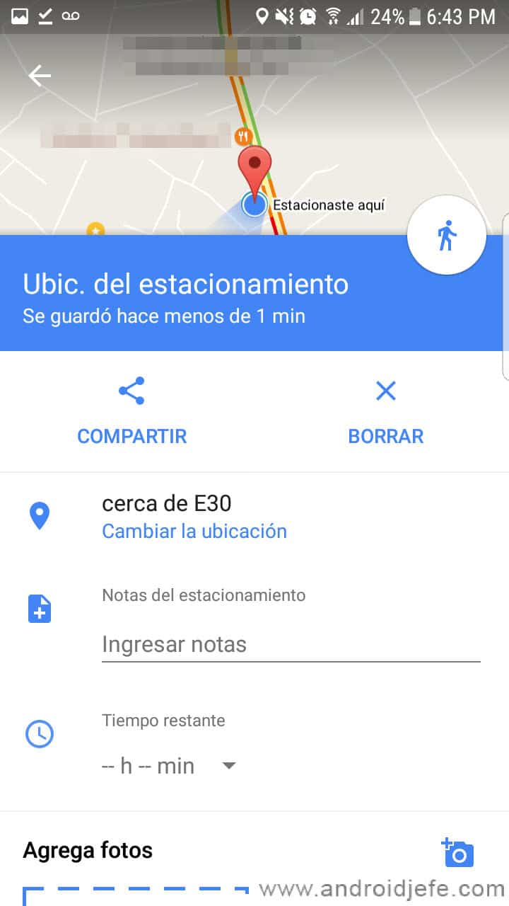 como saber donde estacione mi auto con google maps