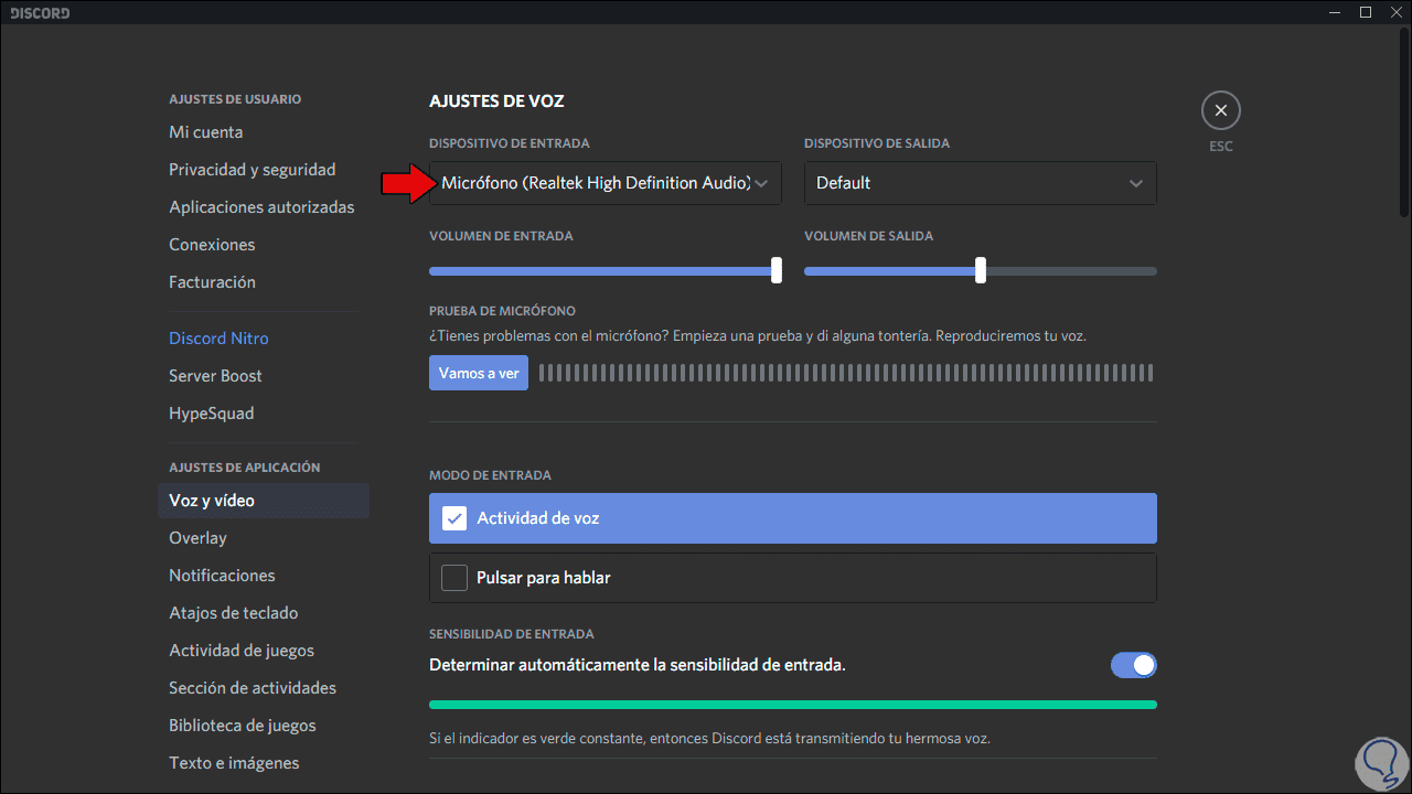 solucion discord no se escucha o el microfono falla