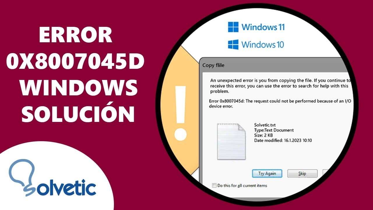 solucion error 0x8007045d no se puede realizar la solicitud