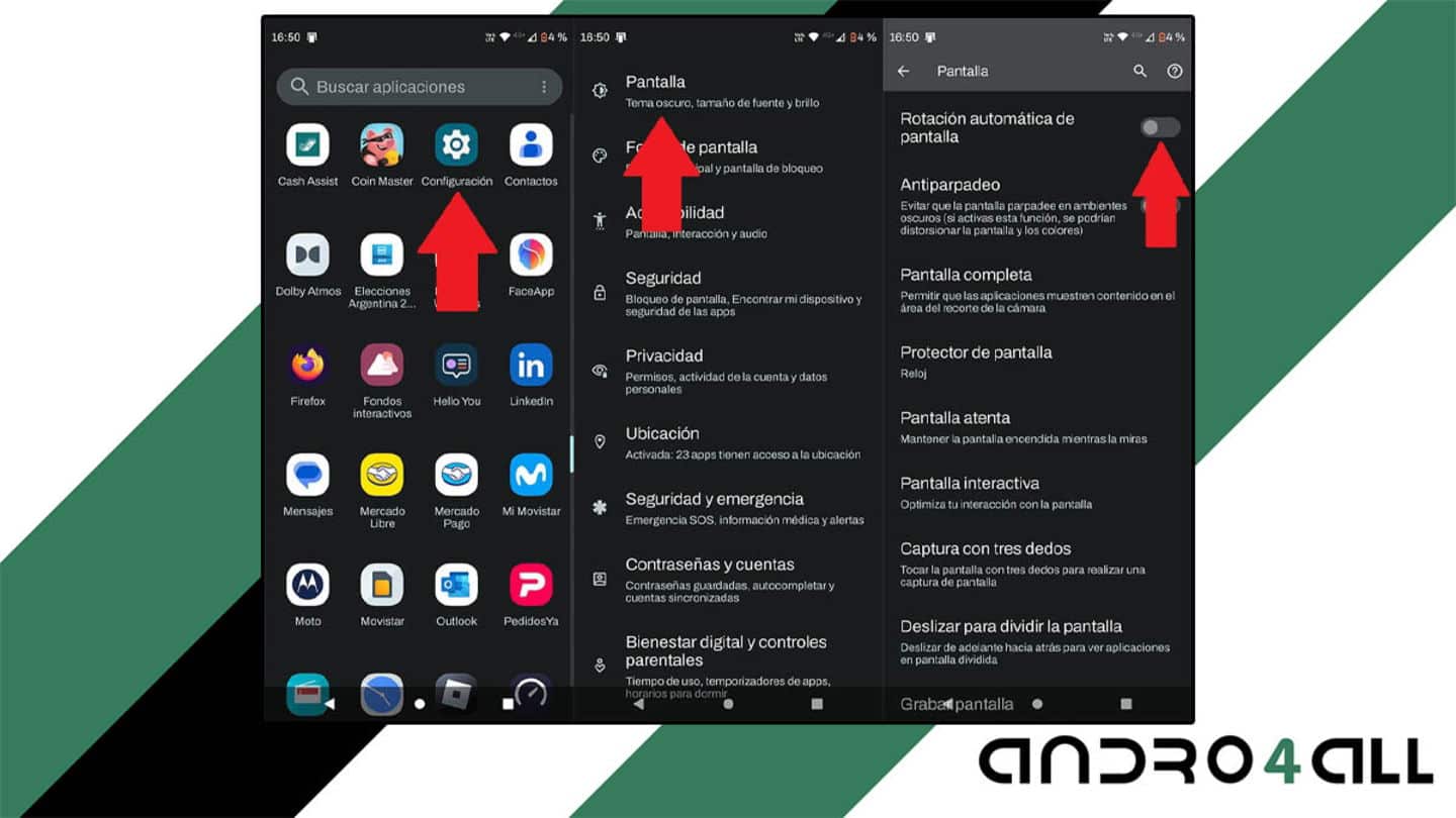 solucion giro automatico de pantalla no funciona