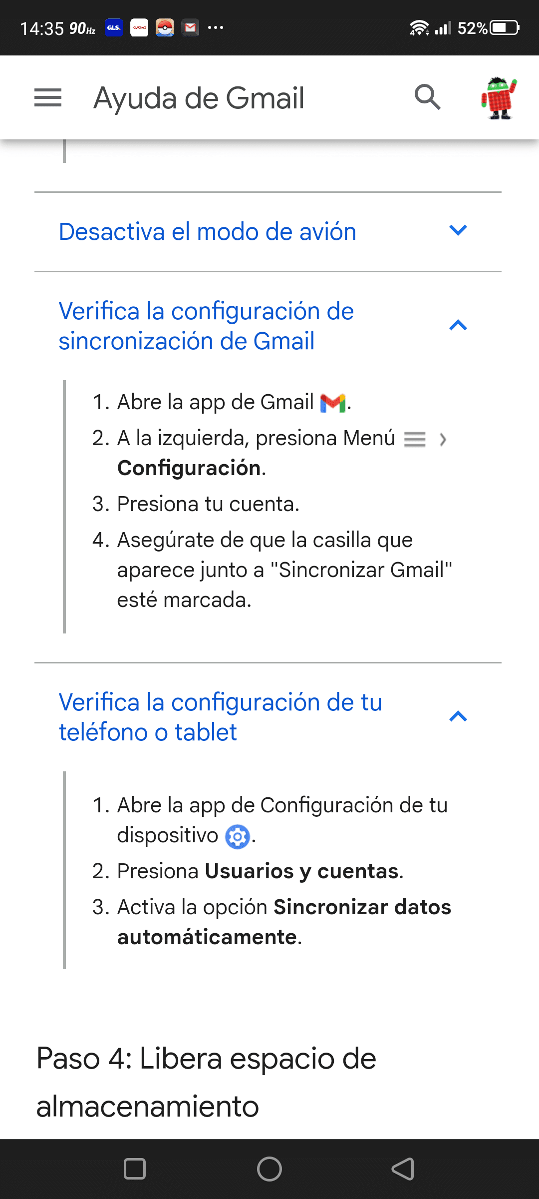 solucion gmail no sincroniza los correos nuevos